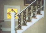 Stair railing with Brass rosettes Walnut St. Roanoke