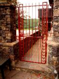 Matching pedestian gate in the Frank LLoyd Wright inspired design