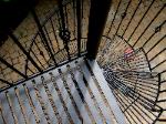 exterior spiral staircase in hollins with basket designs and radial grating treads