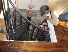 istallation of basement section of spiral staircase in Buchanan, Virginia
